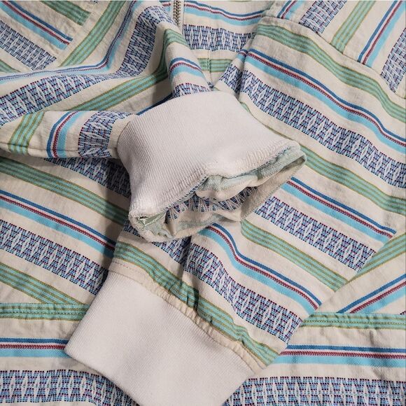 Anthropologie Multi Stripe Cotton Blend Hooded Jacket Size L/XL - Picture 8 of 14